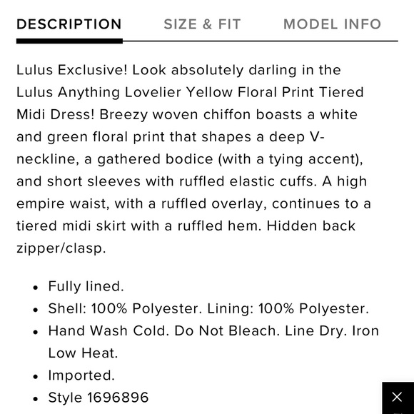 Anything Lovelier Yellow Floral Print Tiered Midi Dress size Medium - Picture 10 of 10